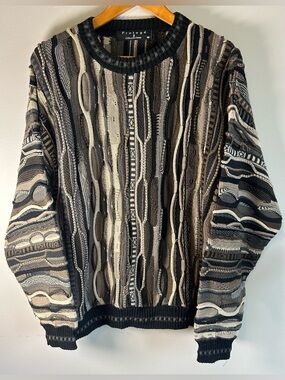 Vintage 90s Protege Collection 3D Textured Men’s Knit Sweater M Coogi Style USA